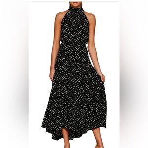 Polka dot halter maxi